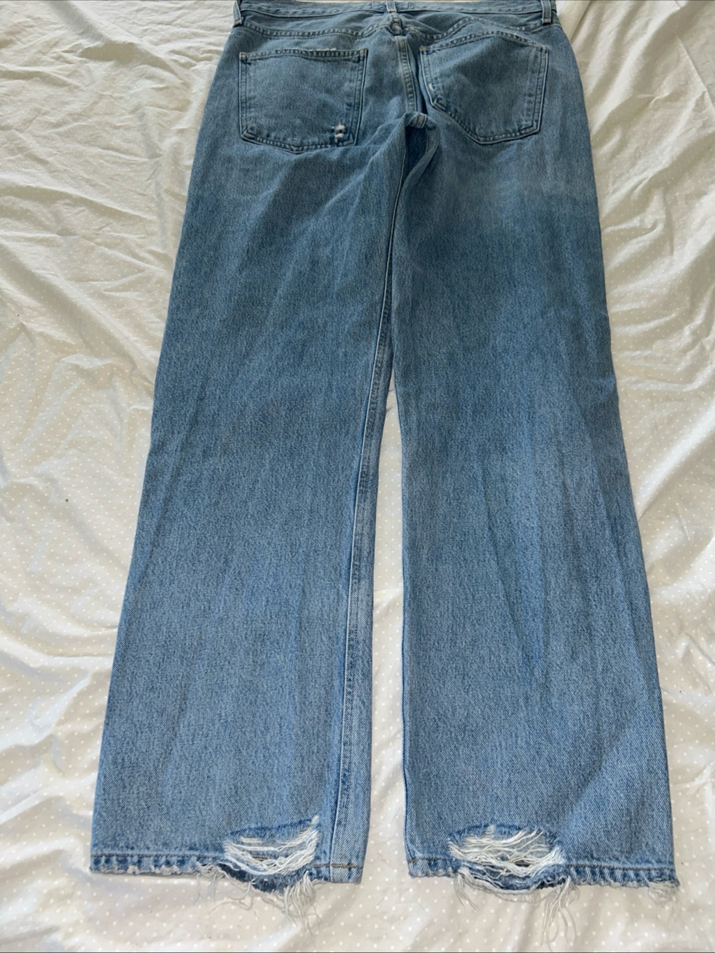 Agolde Light Blue Distressed Denim 90âs Pinch Waist High Rise Straight Size 31
